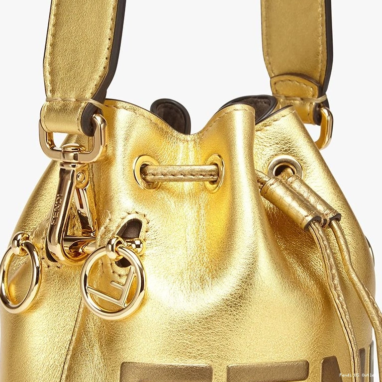 Affordable HOT Mini Tresor In Mon Bucket Gold Bag Leather Calf ROMA Fendi Logo 0726
